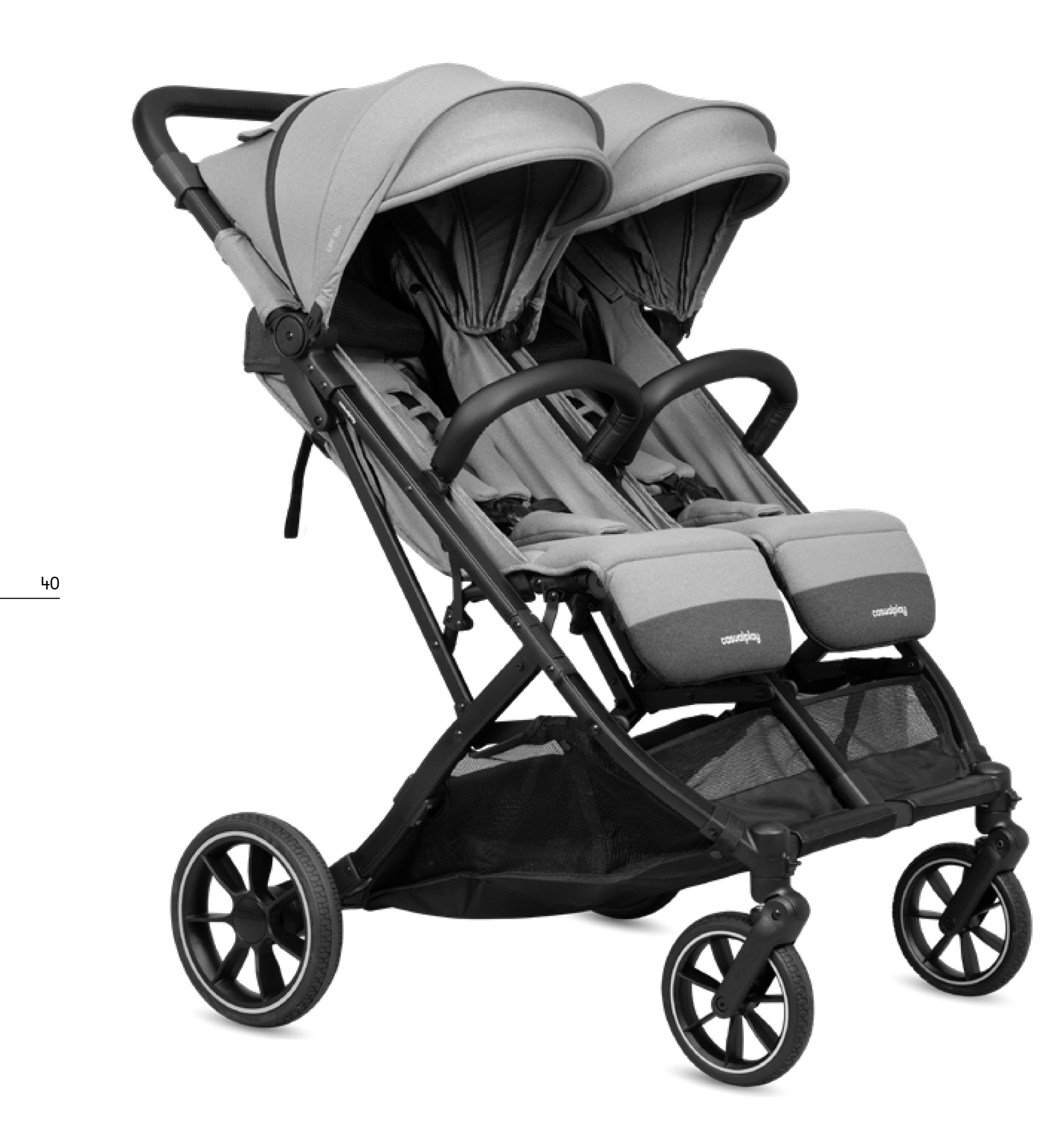 Coche gemelar TOUR TWIN MAX con 2 capazos GREY